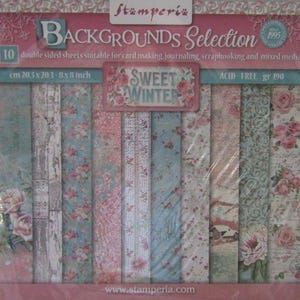 Stamperia, Paper Pad Background Sweet Winter, 8 x 8 Inch