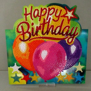 Feliz Aniversário - Cartão de Pintura Diamante, Cartão de Suporte