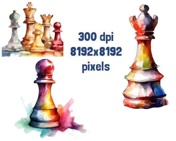 Chess clipart, Watercolor chess pieces clip art, Chess figures png