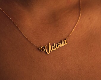 Custom Name Necklace, 14k Solid Gold Dainty Name Necklace, Personalized Jewelry, Mother's Day Gifts For Grandma, Personalized Gift For Mom