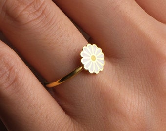 14k Gold Plated Silver Daisy Ring, Minimalist Gold Ring, Dainty Flower Jewelry, Daisy Flower Ring, Mothers Day Gifts For Mom, Gift For Her