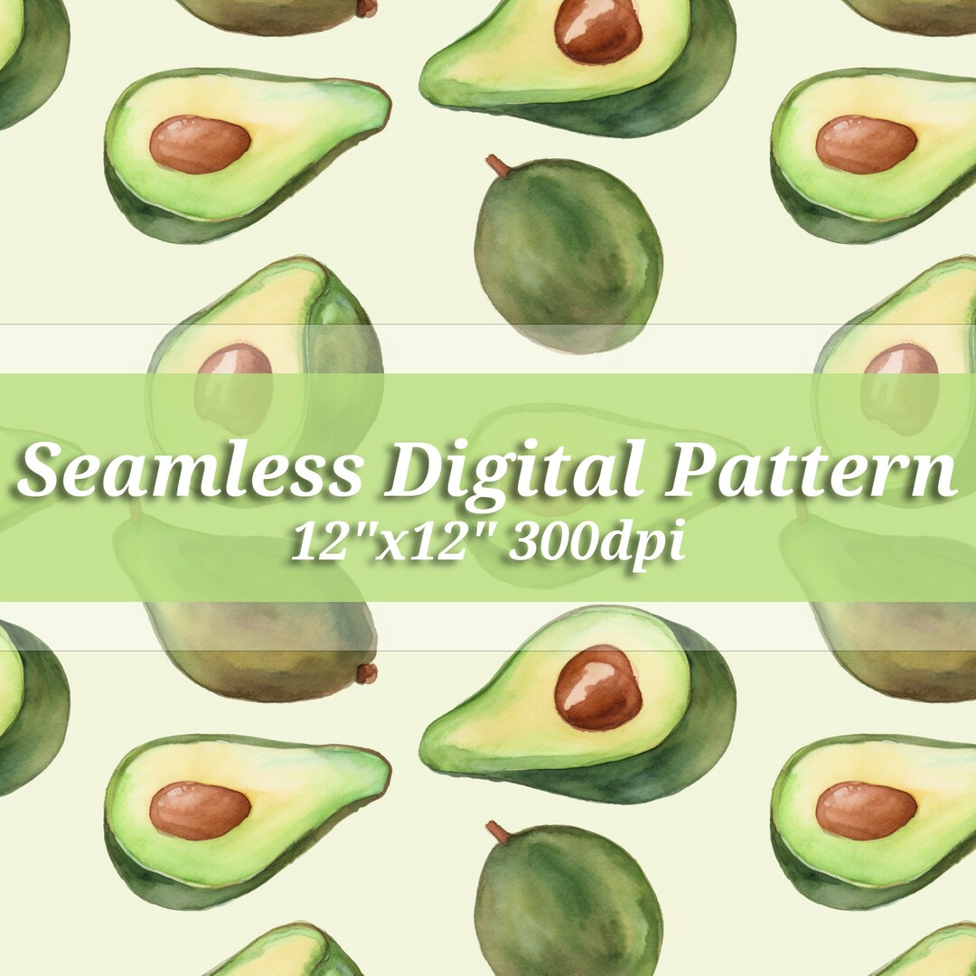 Watercolor Avocados Seamless Digital Pattern, Repeating Digital Paper ...