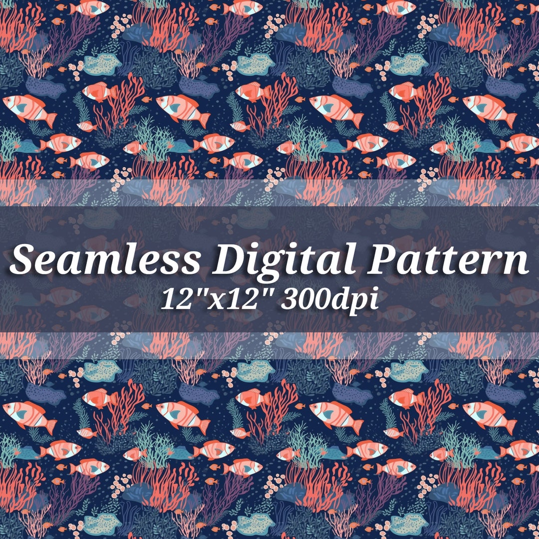 Coral Reef Seamless Digital Pattern, Repeating Digital Paper, 12