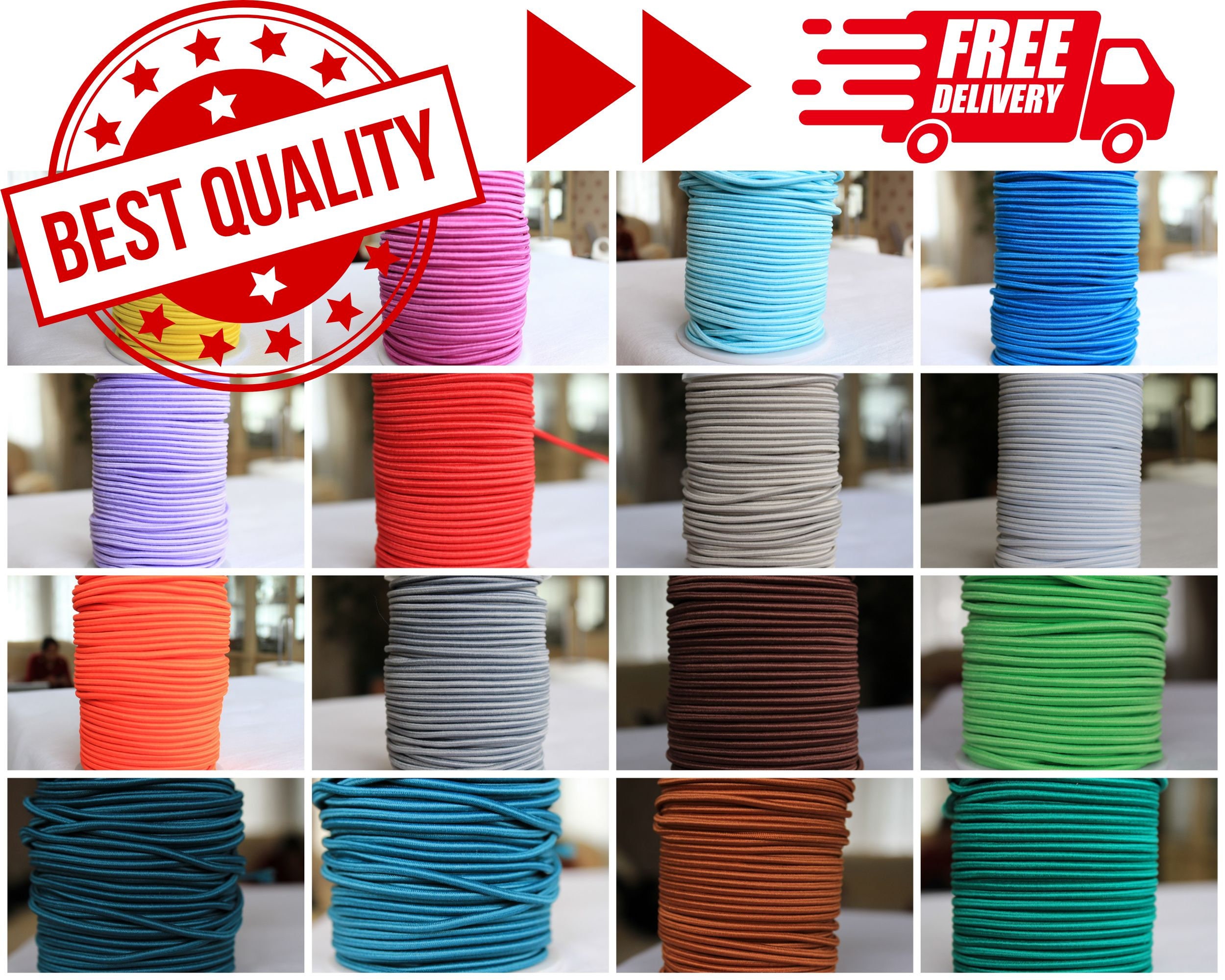 5 Metres of 2.5mm Shockcord Bungee Cord Elastic Strong Shock 