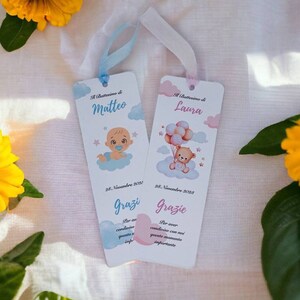 Segnalibro personalizzato, Bomboniera Battesimo, Nascita, Segnaposto, Neonato, Idea Regalo, Regalo Ospiti, Omaggio, Cerimonia, Bomboniere.