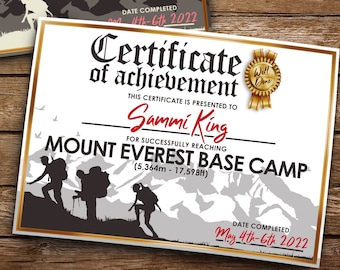 I Climbed Mount Everest Base Camp Certificate - Digital Download