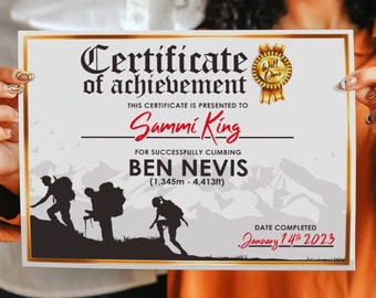 I Climbed Ben Nevis Certificate - Digital Download