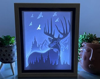 Lightbox digital file SVG PDF PNG to create a deer animal light frame