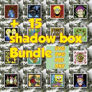 Bundle boîte d'ombre +15 multicouche 3D fichier SVG manga, halloween svg cadre 3D, shadow box superposition bob, multicouche 3D chat
