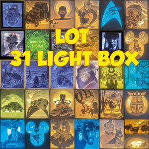 Lote 31 Lightbox SVG, lightbox do Rei Leão, lightbox HP, moldura SVG Tintin, caixa de sombra 2CV, lightbox Minnie, lightbox Jack, lightbox 3D S.Trek