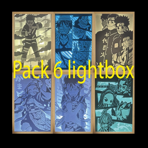 Pack 6 lightbox manga fichier numérique pour créer un cadre lumineux