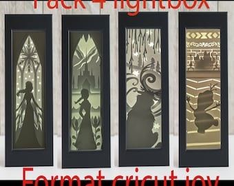 Pack 4 lightbox snow queen format cricut joy digital file to create a light frame