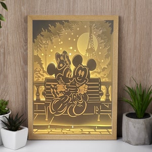Digitale Lightbox-Datei Valentinstag SVG PDF PNG, um einen Lichtrahmen wie Mickey und Minnie in Paris zu erstellen