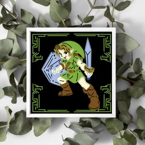 Boîte d'ombre jeu gaming zelda multicouche 3D fichier numérique SVG, svg Link, shadow box superposition legend of the zelda, multicouche 3D
