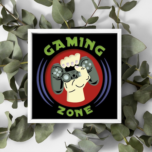 3D Vector SVG Multilayer Gaming Shadow Box Zone, Video Game SVG, Shadow Box Overlay Game Zone, Multilayer 3D Gaming SVG