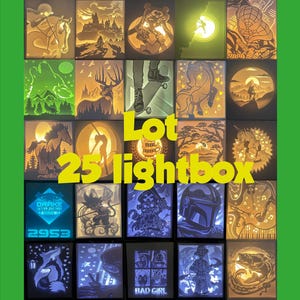 Lot 25 Lightbox SVG, Manga-Leuchtkasten, Sport-Leuchtkasten, Natur-Leuchtkasten, Tier-Leuchtkasten, Prinzessinnen-Leuchtkasten, Spiderman-Leuchtkasten, 3D-Leuchtkasten