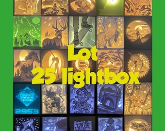 Lote 25: Lightbox SVG, lightbox manga, lightbox deportes, lightbox naturaleza, lightbox animales, lightbox princesa, lightbox Spiderman, lightbox 3D