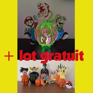 Lot lanterne mario 3D fichier numérique SVG, svg lanterne jeu vidéo, luigi lanterne 3D, SVG yoshi, création lampe lanterne décoration