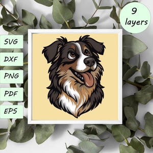 Schattenbox-Hund aus Australien – SVG-Datei zum Ausschneiden – Wanddekoration mit Hund – Digitale DIY-Datei