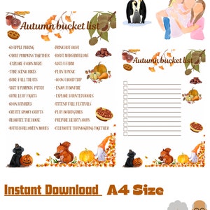 Può includere: Lista di cose da fare in autunno stampabile con un elenco di controllo delle attività autunnali da fare in famiglia. L'elenco include attività come la raccolta delle mele, l'intaglio delle zucche, la visita a una fattoria e la visione di film di Halloween. La stampa presenta illustrazioni di zucche, foglie, scoiattoli e un gnomo.