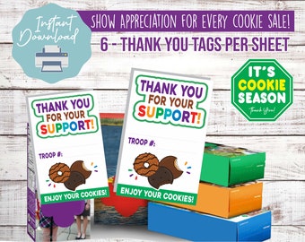 Girl Scout Cookies, Girl Scout, Girl Scout Cookie Thank You, GS Cookie, Cookie Thank You, Daisies, Brownies, Instant Download