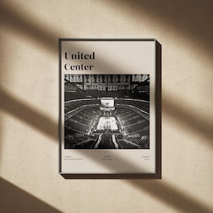 Poster dello stadio United Center, stampa di basket, regali per i tifosi di basket, decorazioni per la casa di basket