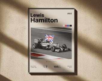 Lewis Hamilton Mercedes Poster, Formula 1 Wall Art, F1 Mercedes Print, Motorsport Grand Prix Decor, Formula Fan Gifts, Sport Home Decor