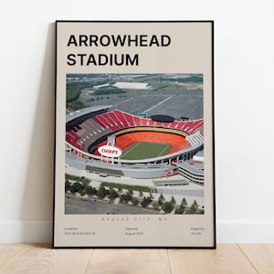 Arrowhead Stadium Poster, Kansas City Chiefs Wall Art, Football Fan Gifts, Football Home Decor