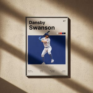 Poster di Dansby Swanson, tela da baseball, regali per i tifosi di baseball, stampa artistica da parete, decorazioni sportive per la casa