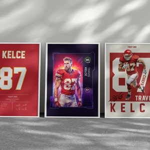 Travis Kelce Set of 3 Posters, Jersey Poster, Kansas City Chiefs Poster, MUT Card Stadium Poster, NFL Poster, NFL Fan Gifts