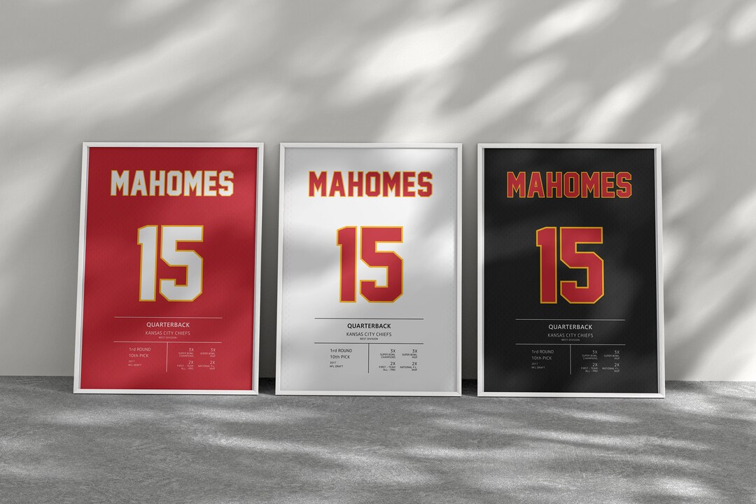 Patrick Mahomes Set of 3 Posters, Jersey Poster, Kansas City Jersey ...