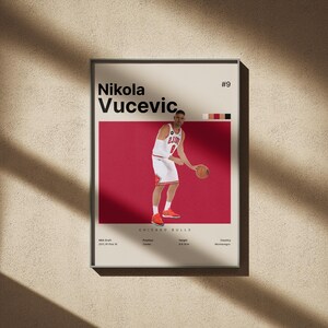 Poster di Nikola Vucevic, stampa di basket, regali per i fan del basket, decorazioni per la casa di basket