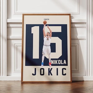 Nikola Jokic Poster, Basketball Print, Basketball Fan Gifts, Basketball Home Decor