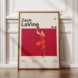 Poster di Zach LaVine, stampa di basket, regali per i fan del basket, decorazioni per la casa di basket