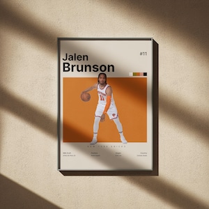 Jalen Brunson Poster, Basketball Print, Basketball Fan Gifts, Basketball Home Decor