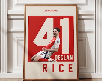 Declan Rice Poster, Football Print, Soccer Wall Art, Football Fan Gifts, Sport Home Decor