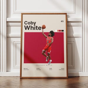 Poster Coby White, stampa di basket, regali per i fan del basket, decorazioni per la casa di basket