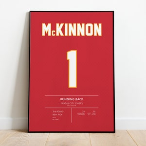 Jerick McKINNON Red Jersey Poster, Kansas City Wall Art, Football Fan Gifts, Football Printable Art, Football Home Decor