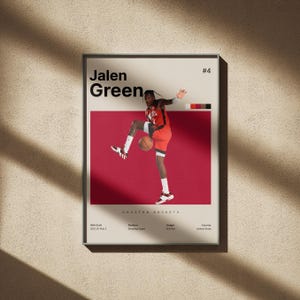 Poster verde Jalen, stampa di basket, regali per i fan del basket, decorazioni per la casa di basket
