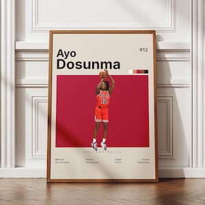 Poster Ayo Dosunmu, stampa di basket, regali per i fan del basket, decorazioni per la casa di basket