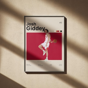 Poster di Josh Giddey, stampa di basket, regali per i fan del basket, decorazioni per la casa di basket