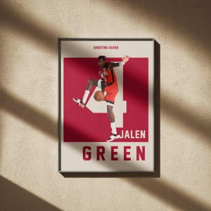 Poster verde Jalen, stampa di basket, regali per i fan del basket, decorazioni per la casa di basket