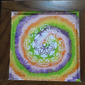 Tie-dye Mandala on Oak Cabinet Door
