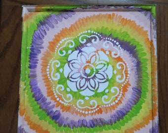 Tie-dye Mandala on Oak Cabinet Door