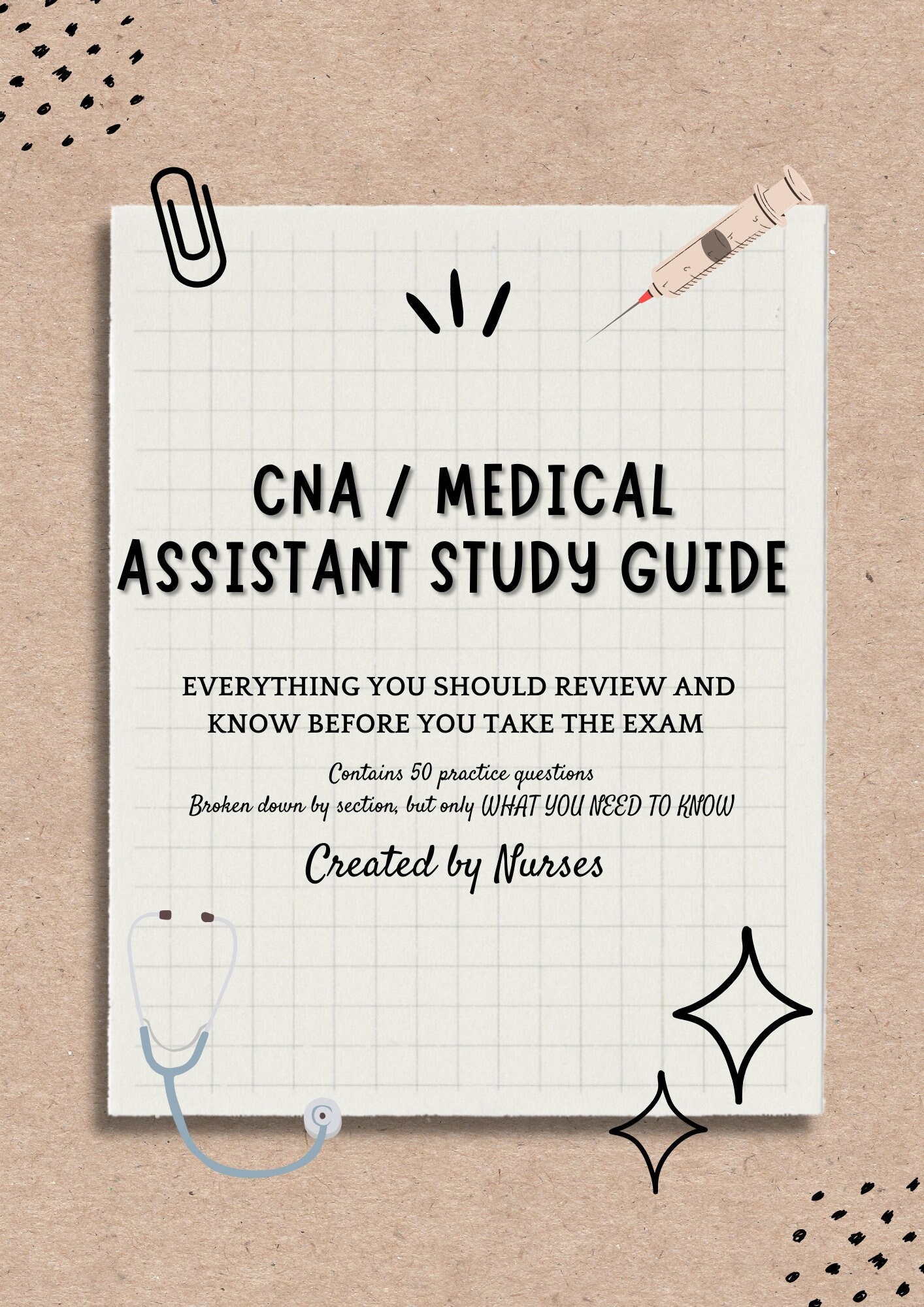MEDICAL ASSISTANT EXAM Study Guide / Cna Study Guide / Medical Etsy
