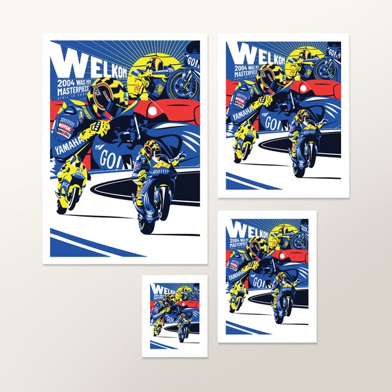 Valentino Rossi MotoGP 2004 Welkom Poster con stampa artistica da