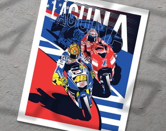 Valentino Rossi MotoGP 2008 Laguna Seca Wall Art Print Poster