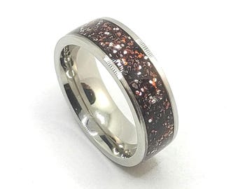 Sparkling Brown Glitter Women's Ring – Unique Handmade Jewelry, Perfect Gift for Her on Special Occasions and Everyday Wear