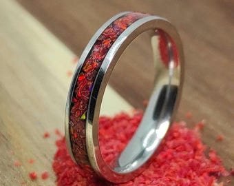 Red Fire Opal Ring - Woman jewelry - ring - ring for woman - birthday gift - handmade - Red Fire - Opal Ring - ring for her - Handmade ring