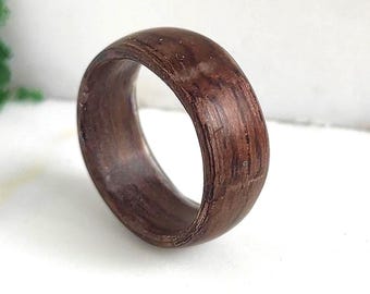 Handmade Walnut Wood Ring - Custom Unisex Wooden Wedding Band, Minimalist Engagement Ring, Personalized Promise Ring For Men And Women